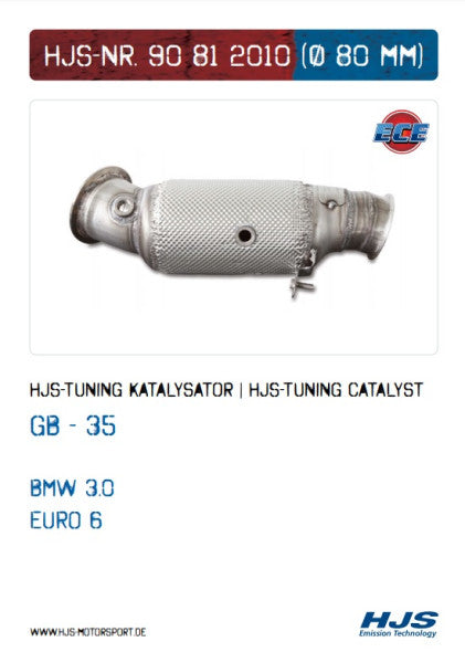 90812010 HJS ECE Downpipe passend für: BMW M135i – 435i / M2 3.0 - Euro 6