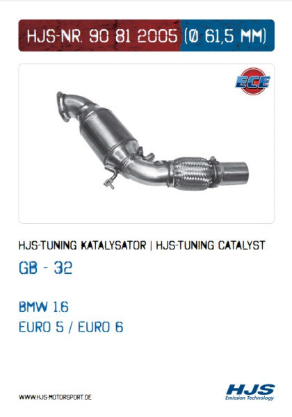 90812005 HJS ECE Downpipe passend für: BMW 1er / 3er 1.6 - Euro 5 - 6