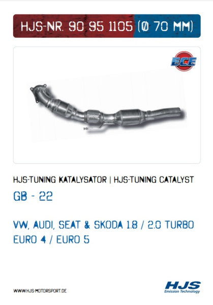 90951105 HJS ECE Downpipe passend für: Audi A3 II / VW Golf V-VI GTI 1.8 / 2.0 - Euro 4/5