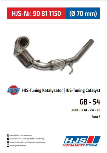 90811150 HJS ECE Downpipe passend für: Audi A1 V / VW Polo V GTI 1.8 - Euro 6