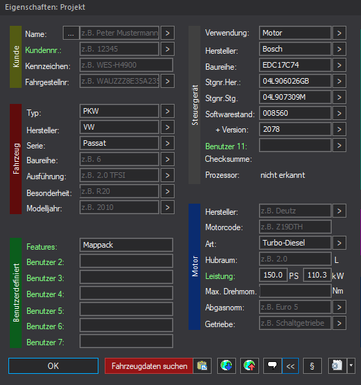 Winols Mappack VAG ECU BOSCH EDC17C74 04L906026GB 04L907309M 008560 2078 2.0TDI 150PS 110kW