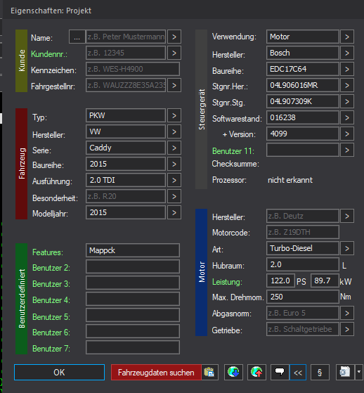 Winols Mappack VAG ECU BOSCH EDC17C64 04L906016MR 04L907309K 016238 4099 2.0TDI 122PS 90kW