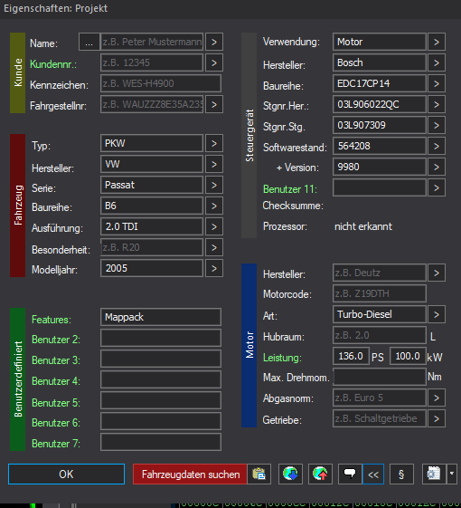 Winols Mappack VAG ECU BOSCH EDC17CP14 03L907309 564208 9980 2.0TDI 136PS 100kW