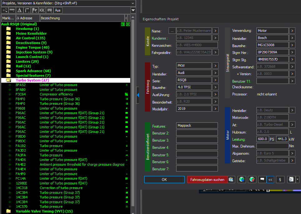 Winols Mappack VAG ECU BOSCH MG1CS008 0P2907309A 4M8907557D 4.0TFSI 600PS 441kW RS6 RSQ8