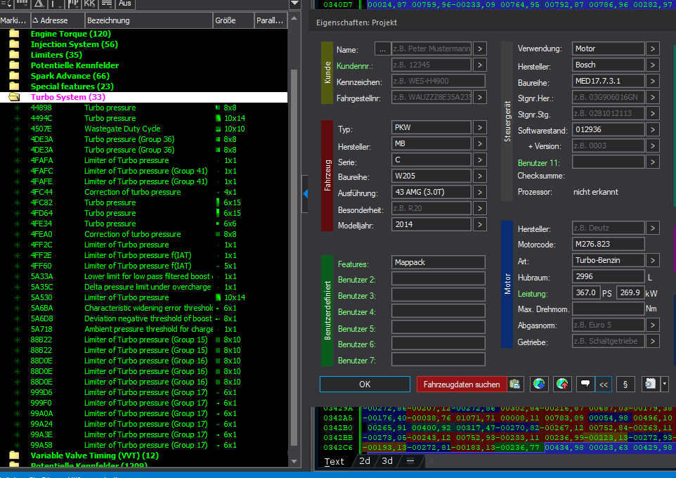Winols Mappack Mercedes Benz MB ECU BOSCH MED17.7.3.1 012936 3.0T 367PS 270kW 43AMG