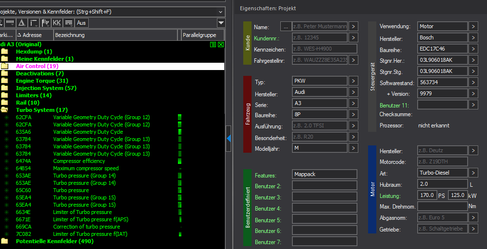Winols Mappack VAG ECU BOSCH EDC17C46 03L906018AK 03L906018AK 563734 9979 2.0TDI 170PS 125kW