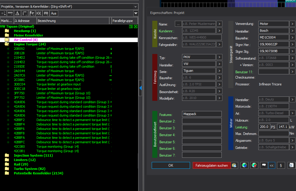 Winols Mappack VAG ECU BOSCH MD1CS004 05L906022P 05L907309B 200PS 147kW