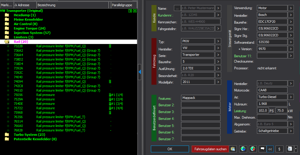 Winols Mappack VAG ECU BOSCH EDC17CP20 03L906022CD 03L906022CD 535350 9970 2.0TDI 102PS 75kW