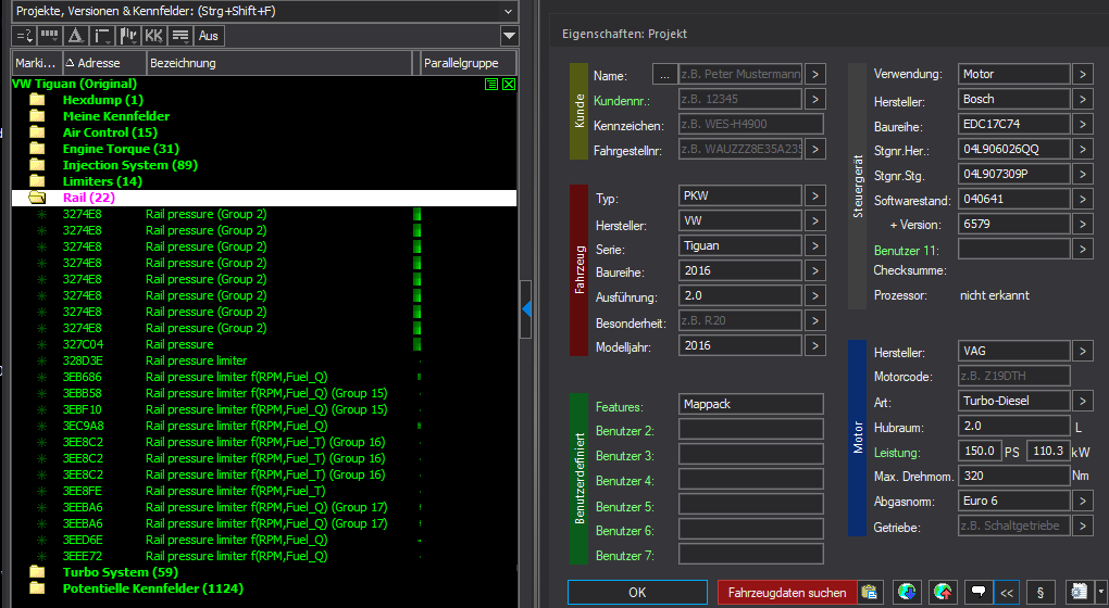 Winols Mappack VAG ECU BOSCH EDC17C74 04L906026QQ 04L907309P 040641 6579 2.0TDI 150PS 110kW