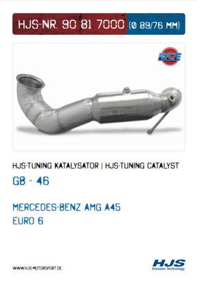90817000 HJS ECE Downpipe passend für: Mercedes AMG A45 / CLA45 / GLA45 (2.0 - Euro 6)