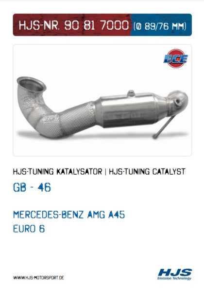90817000 HJS ECE Downpipe passend für: Mercedes AMG A45 / CLA45 / GLA45 (2.0 - Euro 6)