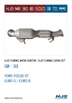 90815010 HJS ECE Downpipe passend für: Ford Focus ST MK III (2.0 - Euro 5 - 6)