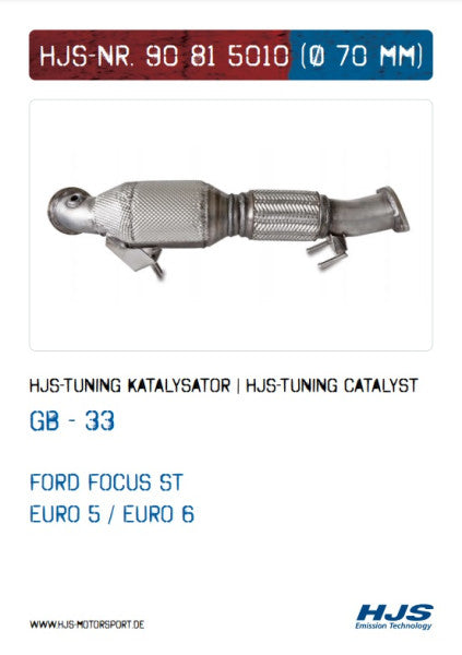 90815010 HJS ECE Downpipe passend für: Ford Focus ST MK III (2.0 - Euro 5 - 6)