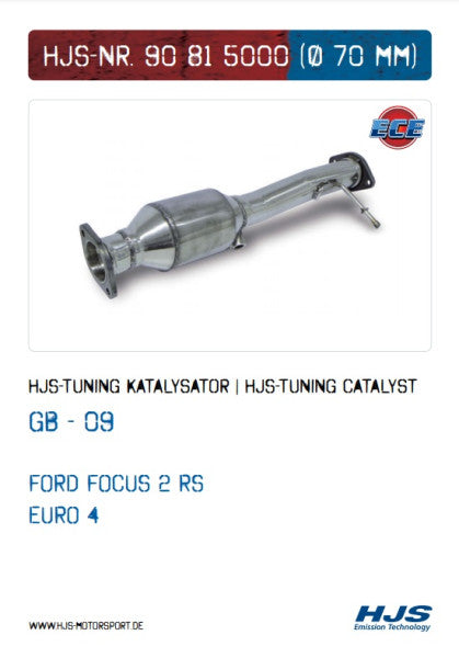 90815000 HJS ECE Downpipe passend für: Ford Focus RS MK II (2.3 - Euro 6)