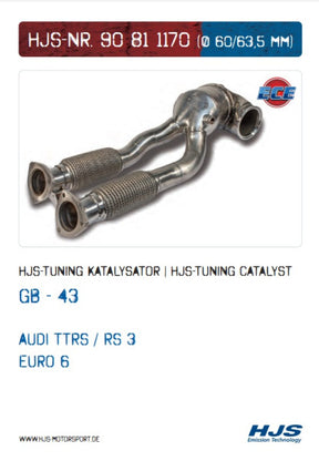 90811170 HJS ECE Downpipe passend für: Audi RS3 / TT RS 2.5 - Euro 6
