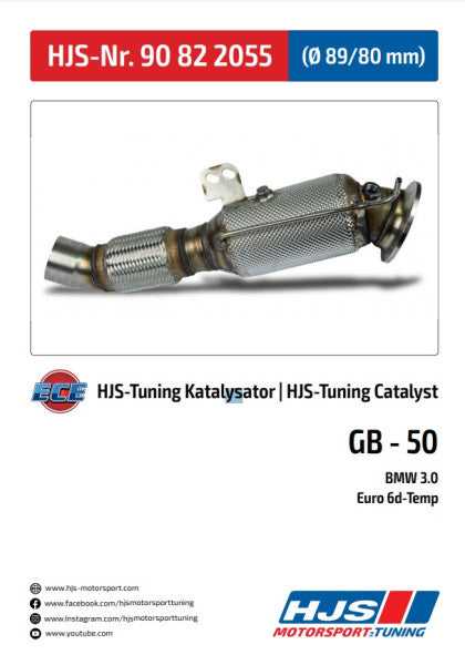 90822055 HJS ECE Downpipe passend für: BMW M140i / M240i / 340i - 440i 3.0 - Euro 6d - OPF