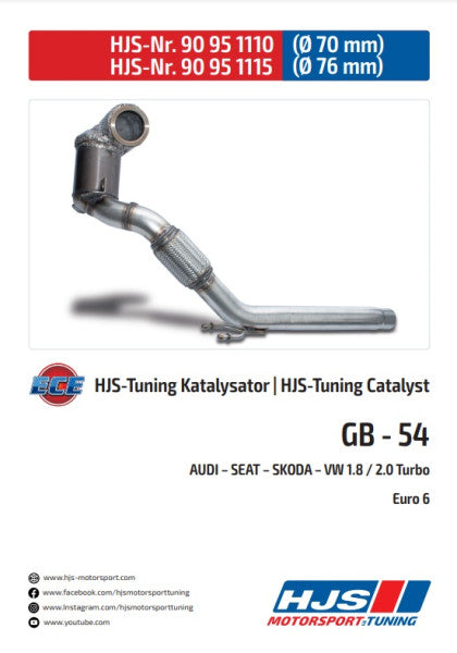 90951110 HJS ECE Downpipe passend für: Audi A3 8v / Leon Cupra III / Octavia RS III / Golf 7 GTI