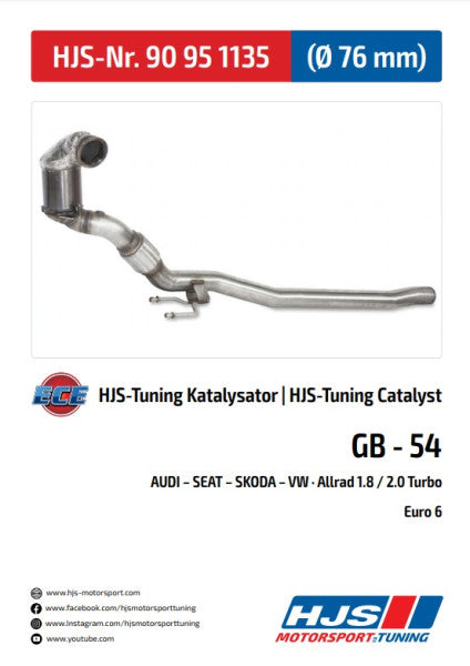 90951135 HJS ECE Downpipe passend für: Audi S3 8v/ Seat Leon ST 5F / VW Golf 7 R Euro 6
