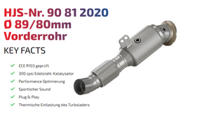 90812020 HJS ECE Downpipe passend für: BMW M140i / M240i / 340i - 740i (3.0 - Euro 6)
