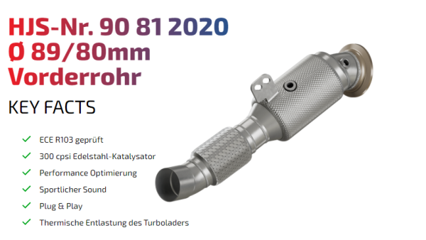 90812020 HJS ECE Downpipe passend für: BMW M140i / M240i / 340i - 740i (3.0 - Euro 6)