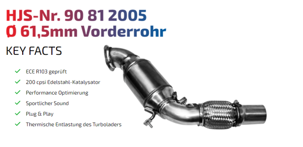 90812005 HJS ECE Downpipe passend für: BMW 1er / 3er 1.6 - Euro 5 - 6