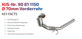 90811150 HJS ECE Downpipe passend für: Audi A1 V / VW Polo V GTI 1.8 - Euro 6