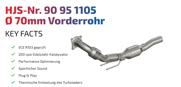 90951105 HJS ECE Downpipe passend für: Audi A3 II / VW Golf V-VI GTI 1.8 / 2.0 - Euro 4/5