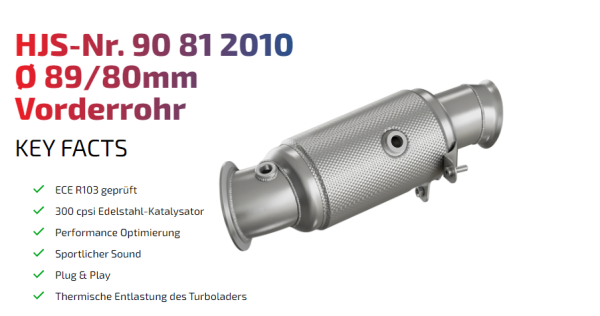 90812010 HJS ECE Downpipe passend für: BMW M135i – 435i / M2 3.0 - Euro 6