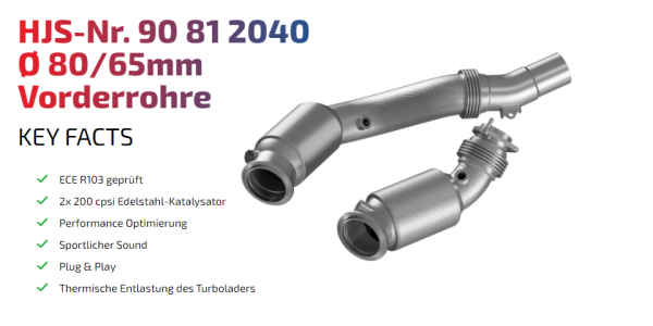 90812040 HJS ECE Downpipe passend für: BMW M3 / M4 (3.0 - Euro 6)
