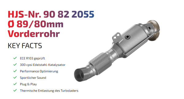 90822055 HJS ECE Downpipe passend für: BMW M140i / M240i / 340i - 440i 3.0 - Euro 6d - OPF