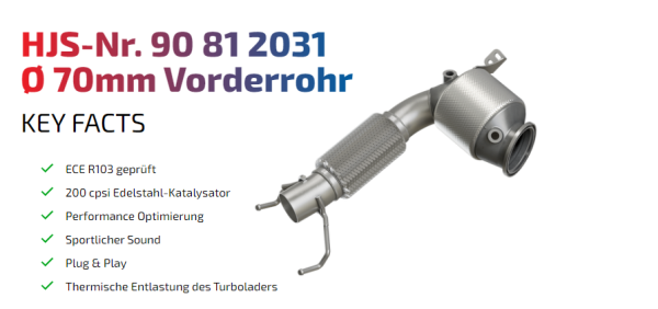 90812031 HJS ECE Downpipe passend für: Mini F54-F60 / BMW 220i - 225i / X1 (2.0 - Euro 6)