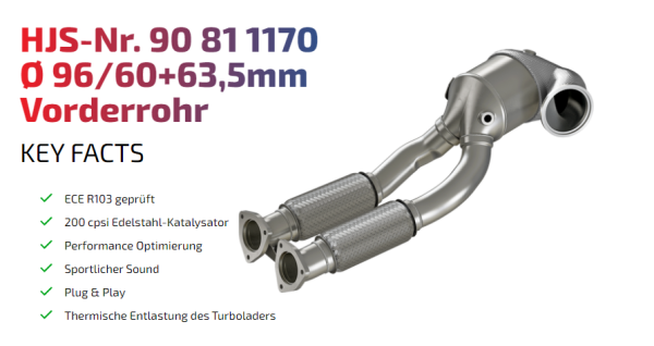 90811170 HJS ECE Downpipe passend für: Audi RS3 / TT RS 2.5 - Euro 6