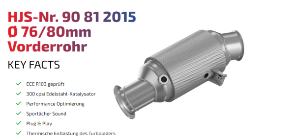 90812015 HJS ECE Downpipe passend für: BMW M135i - 335i (3.0 - Euro 5)