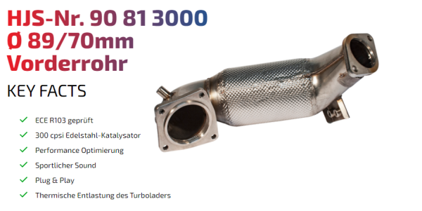 90813000 HJS ECE Downpipe passend für: Hyundai i30N / Performance (Euro 6)