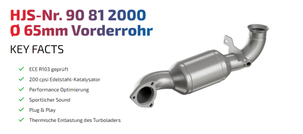 90812000 HJS ECE Downpipe passend für: Mini R55-R60 / Peugeot 1.6 - Euro 4 - 6