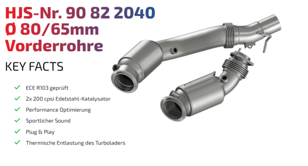 90822040 HJS ECE Downpipe passend für: BMW M2 / M4 Competition (OPF)