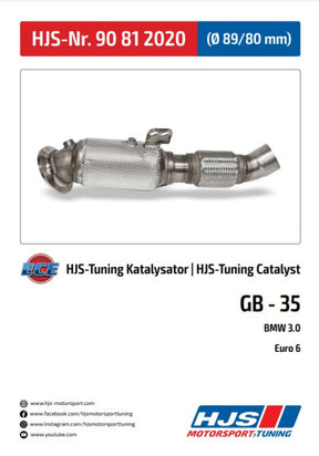 90812020 HJS ECE Downpipe passend für: BMW M140i / M240i / 340i - 740i (3.0 - Euro 6)