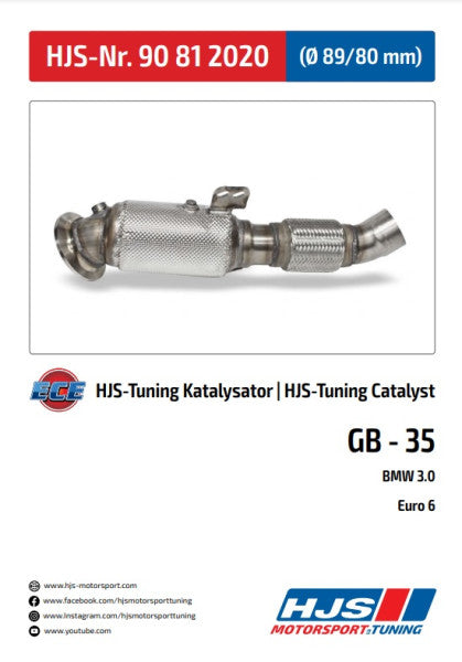90812020 HJS ECE Downpipe passend für: BMW M140i / M240i / 340i - 740i (3.0 - Euro 6)