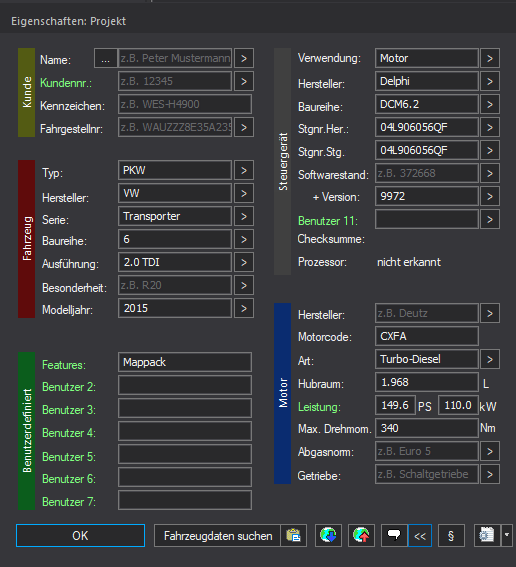 Winols Mappack VAG ECU Delphi DCM6.2 04L906056QF 04L906056QF 9972 2.0TDI 150PS 110kW