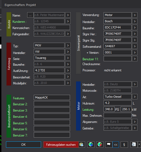 Winols Mappack VAG ECU BOSCH EDC17CP44 7P0907409T 7P0907409T 544697 0001 4.2TDI 340PS 250kW