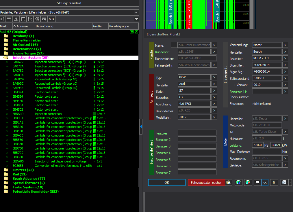 Winols Mappack VAG ECU BOSCH MED17.1.1 4G0906014 4G0906014 540687 0010 4.0TFSI 420PS 309kW S6 S7