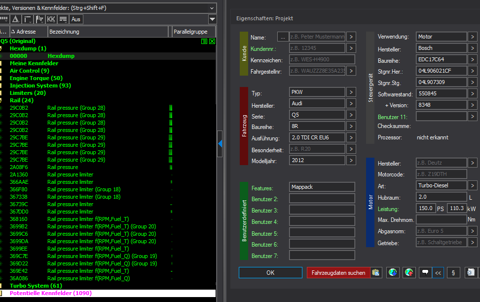Winols Mappack VAG ECU BOSCH EDC17C64 04L906021CF 04L907309 550845 8348 2.0TDI 150PS 110kW
